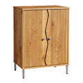**Kast van Hout met Golfpatroon en Metaal Poten**
