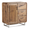 **Technische titel in het Nederlands: Moderne houten kast met metalen poten en lade-indeling**