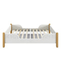 Technische titel in het Nederlands: **Moderne witte kinderbed met houten accenten**