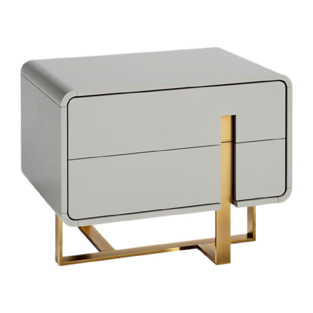 **Moderne nachtkast met gouden accenten en strakke lijnen**